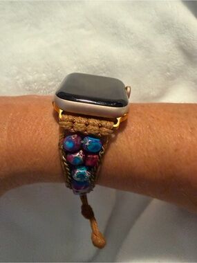 Cape Diablo Brown Braided Beaded Smartwatch Band with Gold Case